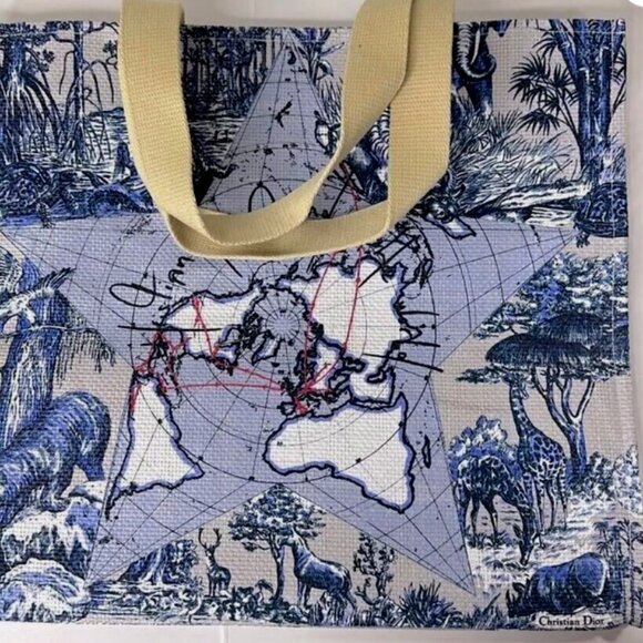 Dior "All Around The World" Straw Tote - Picture 1 of 5